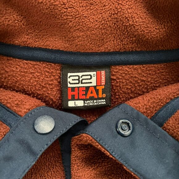 32 Degrees Men's Large 1/4 Snap Long Sleeve Rust Red Hiking Fleece Pullover - Picture 13 of 15